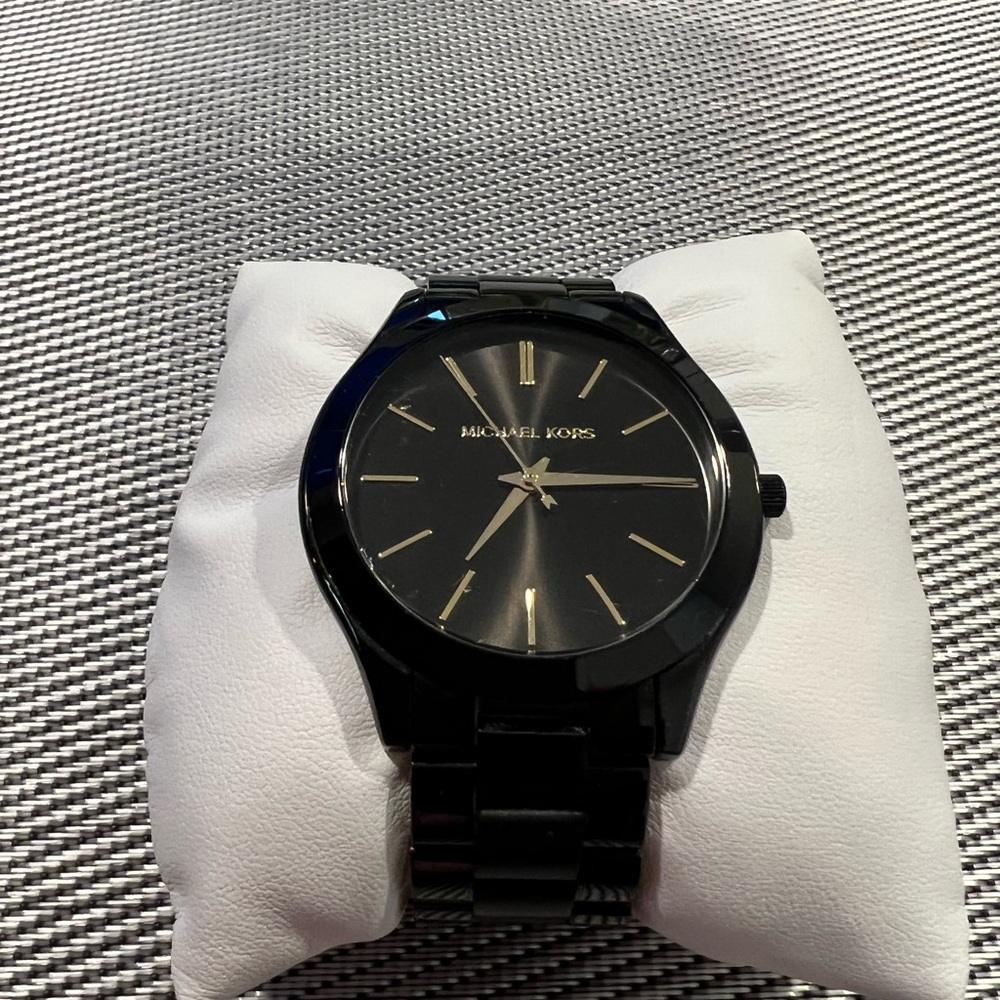 Michael Kors watch black slim runway - like new - battery needs replacement